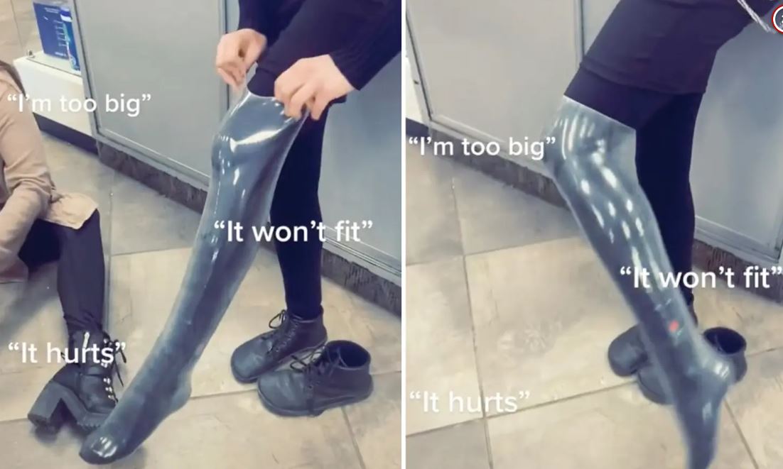 Woman puts condom on leg to prove men aren’t ‘too big’