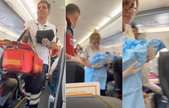 Woman gives birth on airplane as shocked passengers gawk
